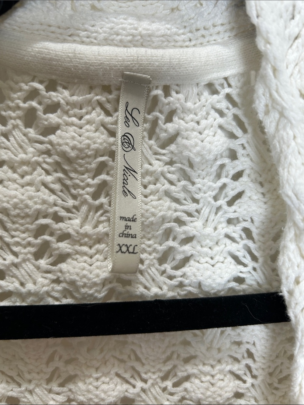 Leo & Nicole White Open Front Pointelle Crochet Knit Cardigan Sweater XXL - Picture 4 of 9